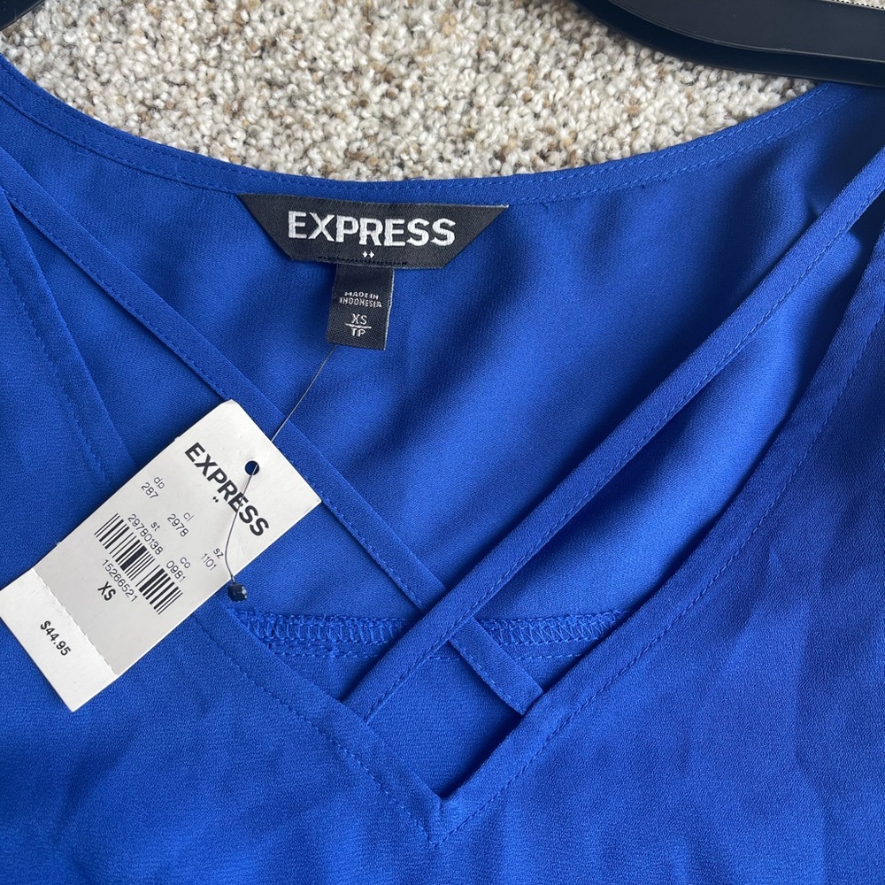 Express bright blue blouse